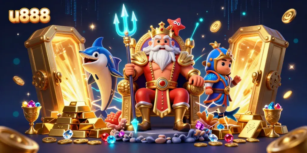 Experience thrilling games at u888 with Neptune and treasure-filled casino elements