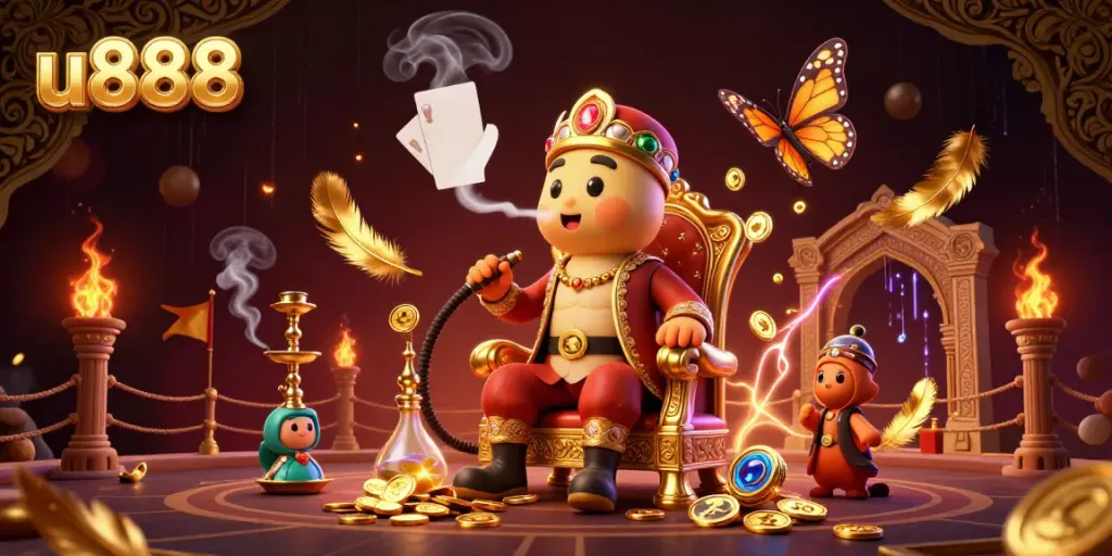 Engage with winning strategies at u888, featuring a colorful 3D casino scene with vibrant characters and gaming elements.