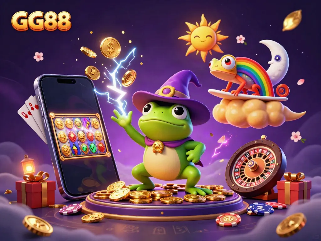 Experience winning with GG88 in a magical casino world filled with coins and excitement.