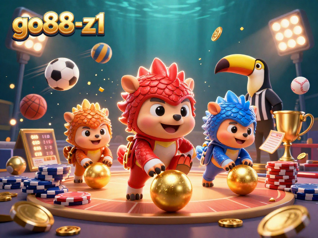 Engage with go88-z1 as rival pangolins roll into golden balls amidst dynamic sports action and casino excitement.