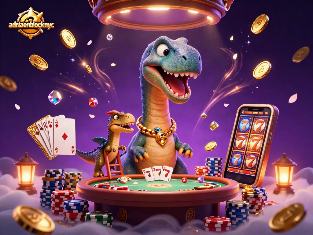 Experience the thrills of adriaenblocknyc with a towering brontosaurus amidst dynamic casino games and rich bonuses.
