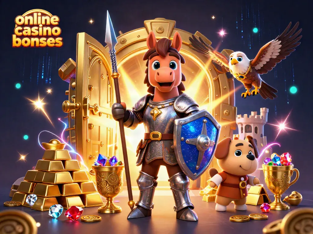 Experience exciting online casino bonuses featuring medieval characters and treasure elements